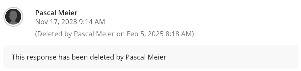 A deleted post with the system message that the post has been deleted