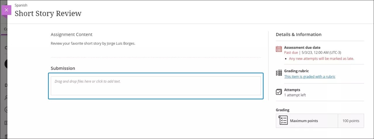 You can drag and drop files from your computer directly onto the Submission box.
