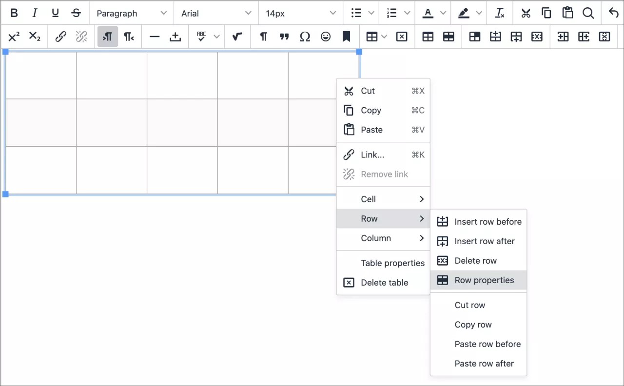 Debe asegurarse de que la tabla que está creando dentro del editor de contenido sea accesible.