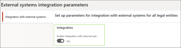  The Enable integration with external systems option.