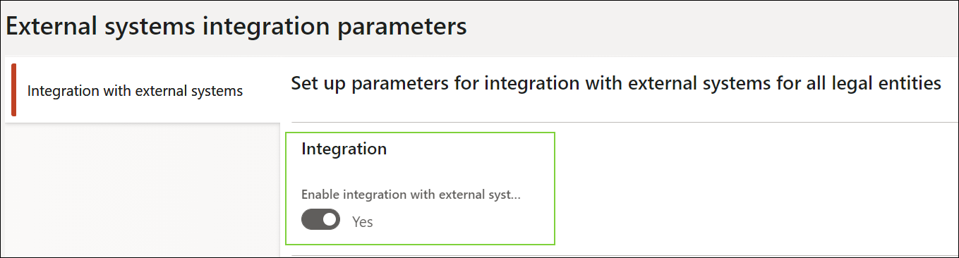 The Enable integration with external systems option.