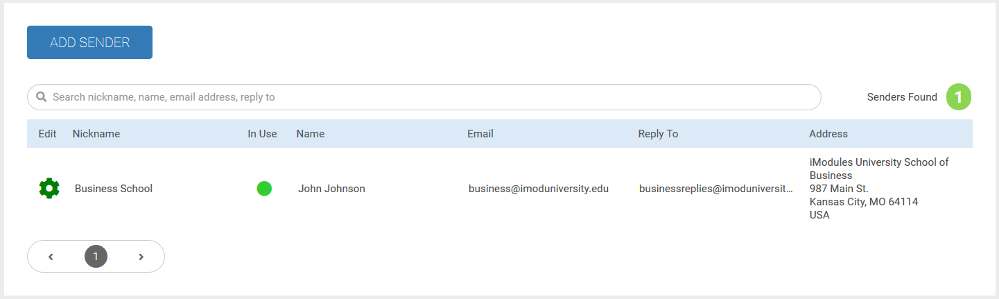 The Sender Identities homepage