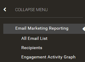 The email reporting flyout navigation menu