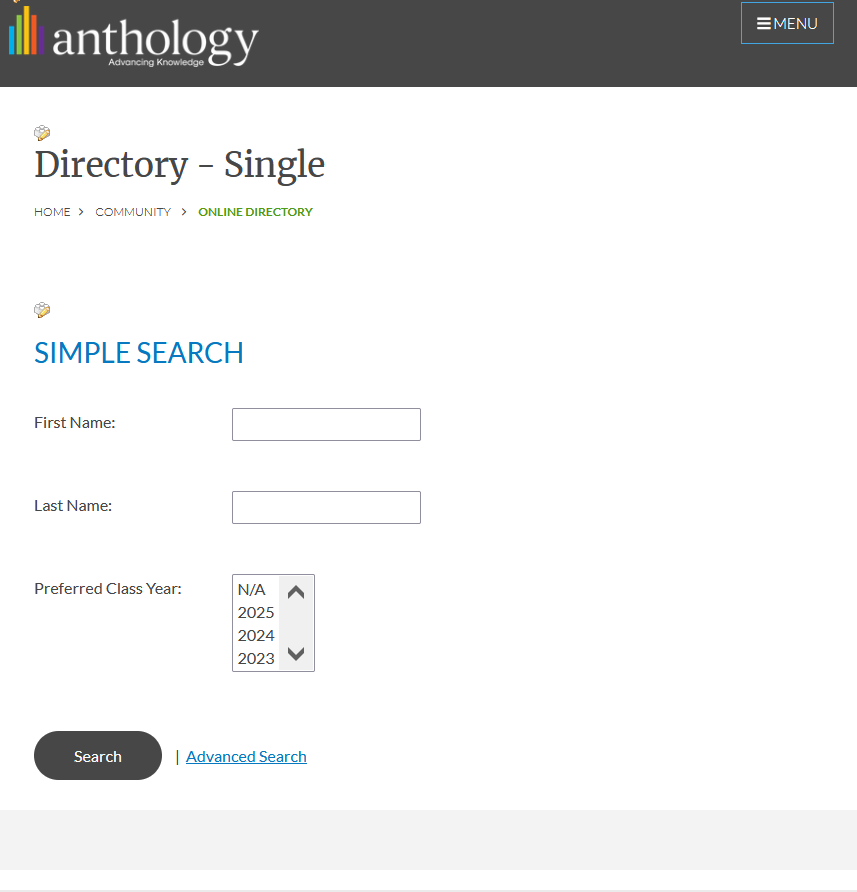 Mobile screen view of directory simple search in Encompass