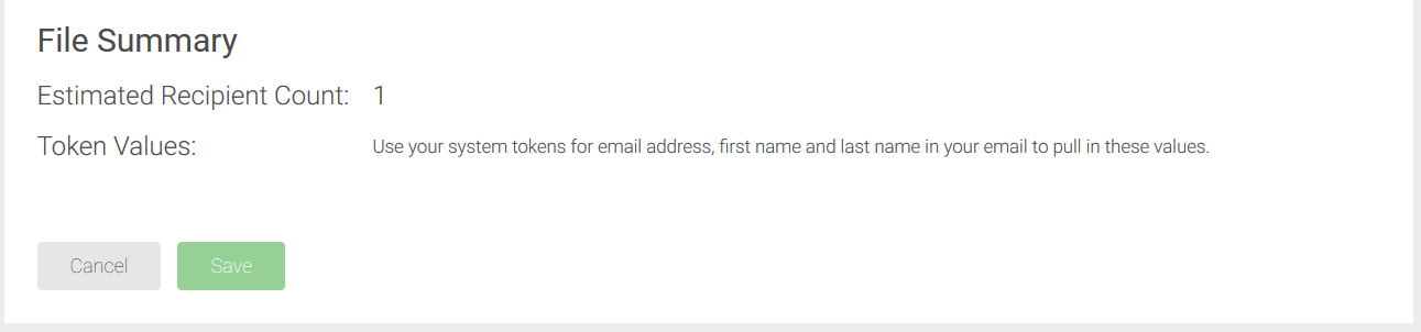 Summary information after the file has been uploaded.