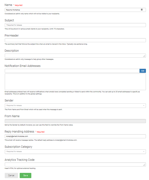 The email details screen