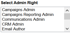 The select admin right menu