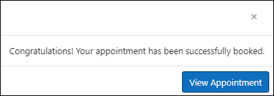 Image of the confirmation message displaying that the appointment was booked successfully.