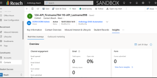 Image of the Contact form displaying the Insights tab.