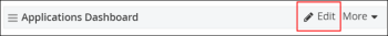 Image of the Application Dashboard Section with the Edit option highlighted.