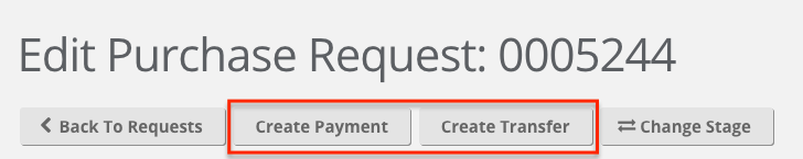 A screenshot displaying the transaction buttons within an approved request.