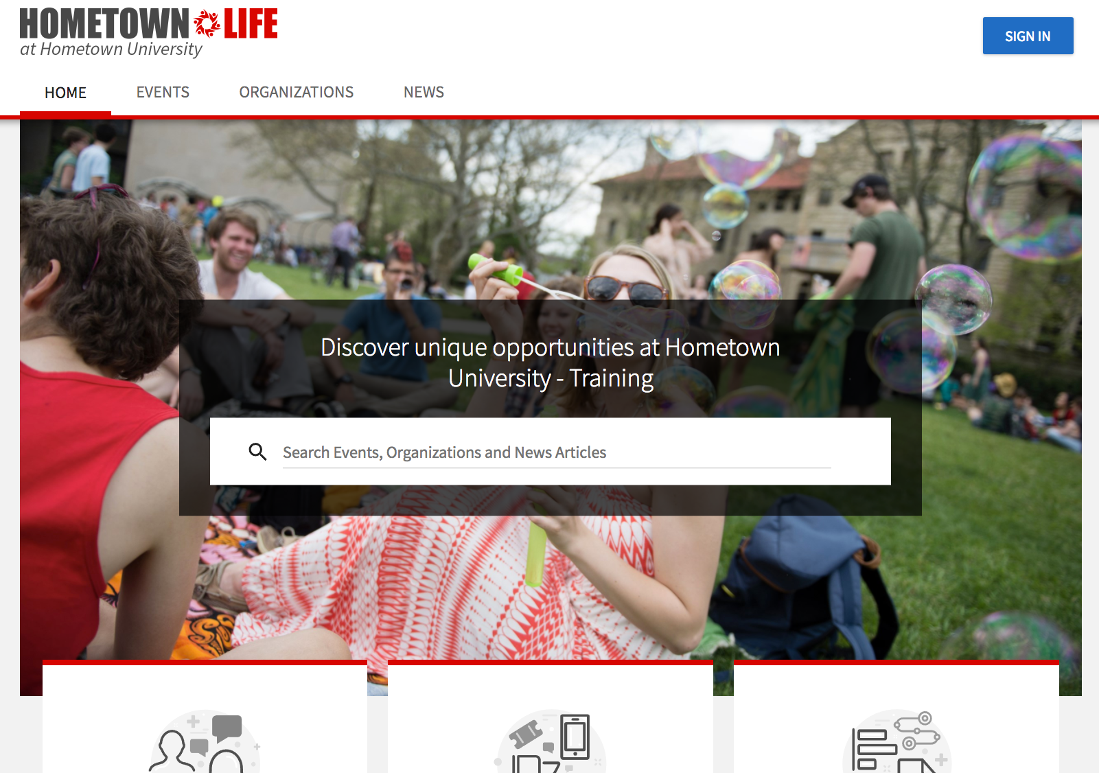 screenshot displaying the logged out view of the home page