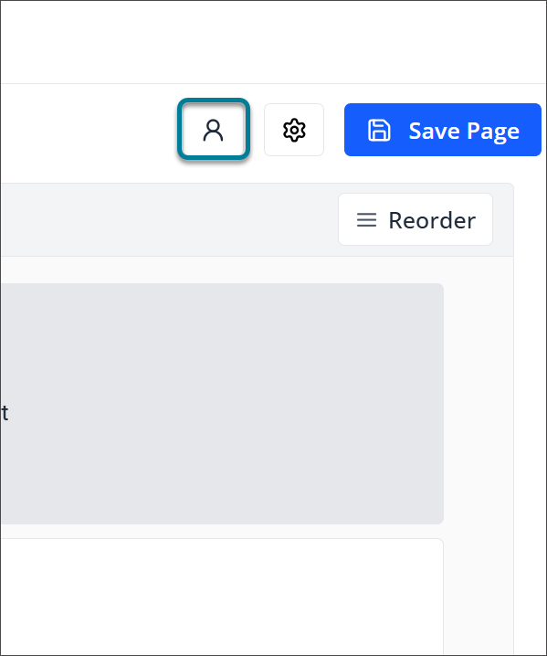 The top right corner of the Evaluate Builder, showing the Instructor Role Repeat button (highlighted), the Page Properties button, the Save Page button, and the Reorder button.