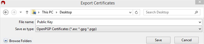 Export certificate