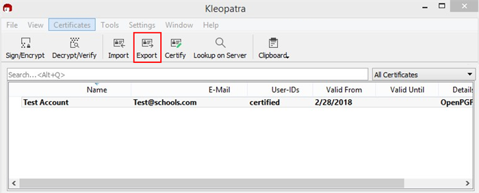 Kleopatra Export