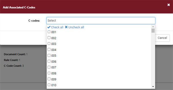 Select C-Codes