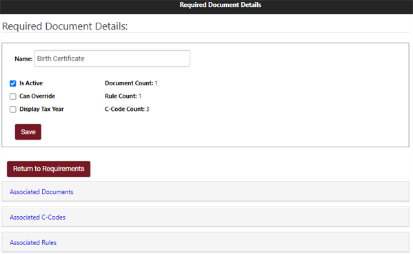 Required Document Details