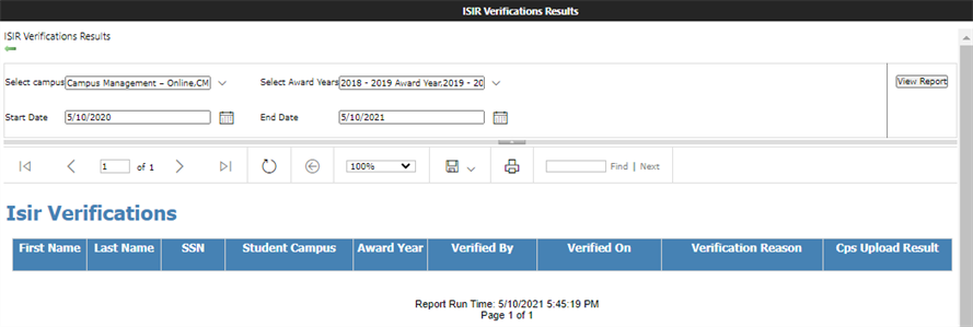 ISIR Verifications Results