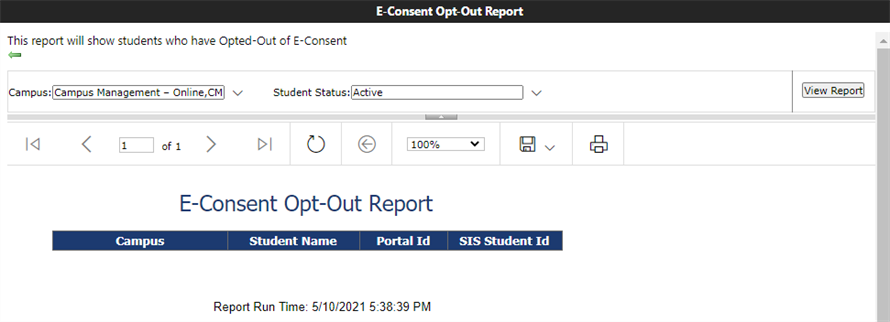 E-Consent Opt-Out Report