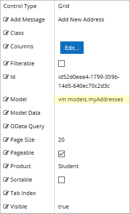 Grid Property Settings