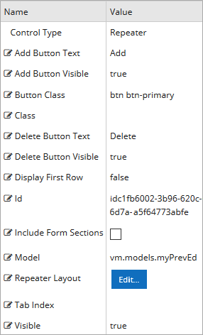 Properties for Repeater