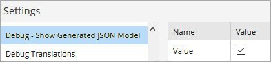 JSON Debug Setting