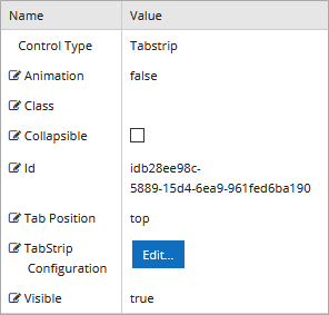 Properties for Tabstrip