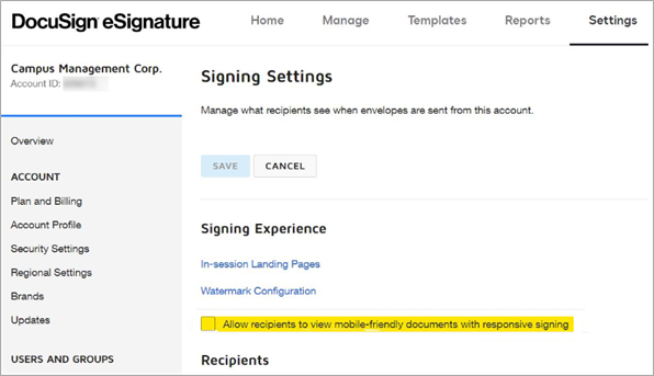 DocuSign - Allow Responsive signing