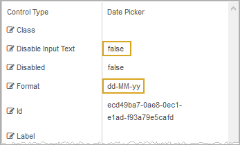 Date Picker properties