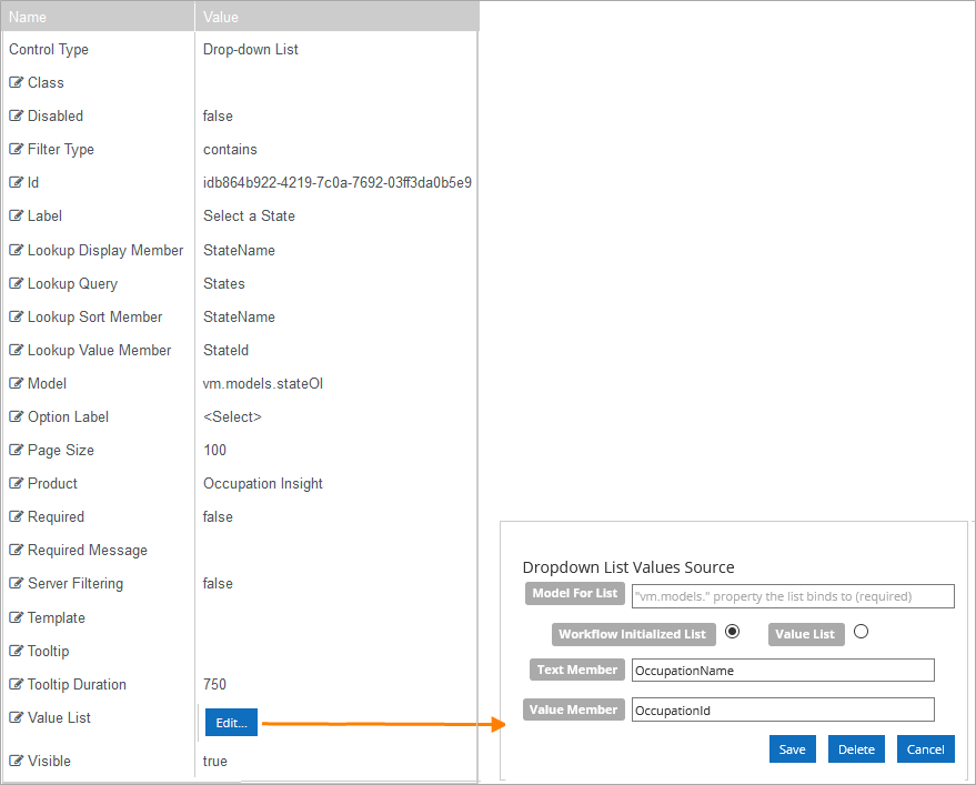 Drop-down List for States