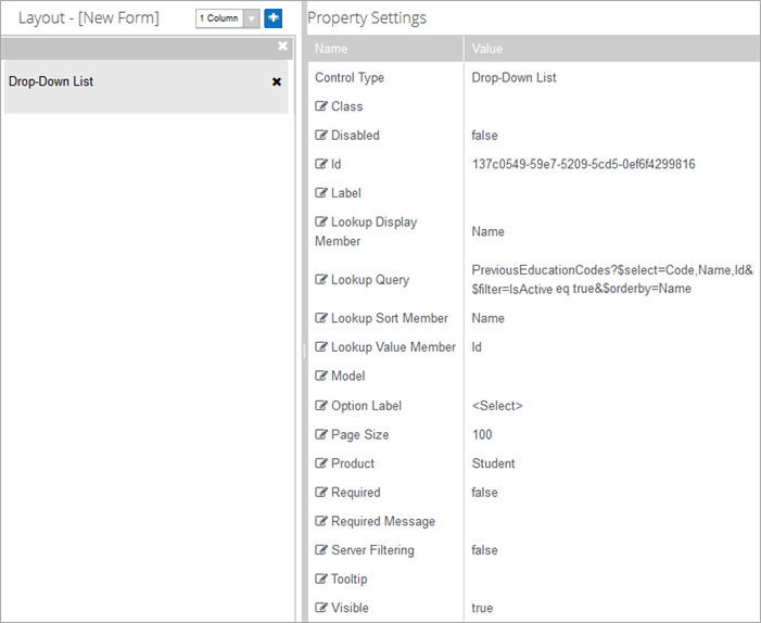 Property Settings with OData query