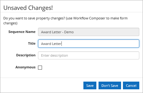 Unsaved Sequence Changes