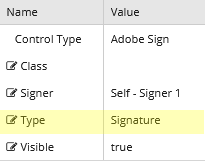 Adobe Sign Component Properties