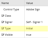 Adobe Sign Component Properties