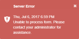Default error message