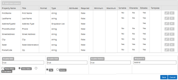 Grid column properties