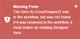 Missing Form error message