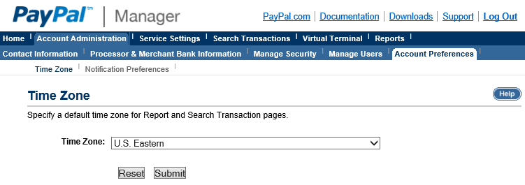 Paypal Timezone