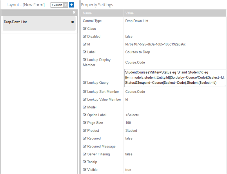 Property Settings with OData query