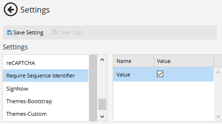 Settings - Sequence Identifier