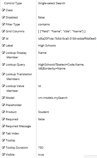 Single Search properties