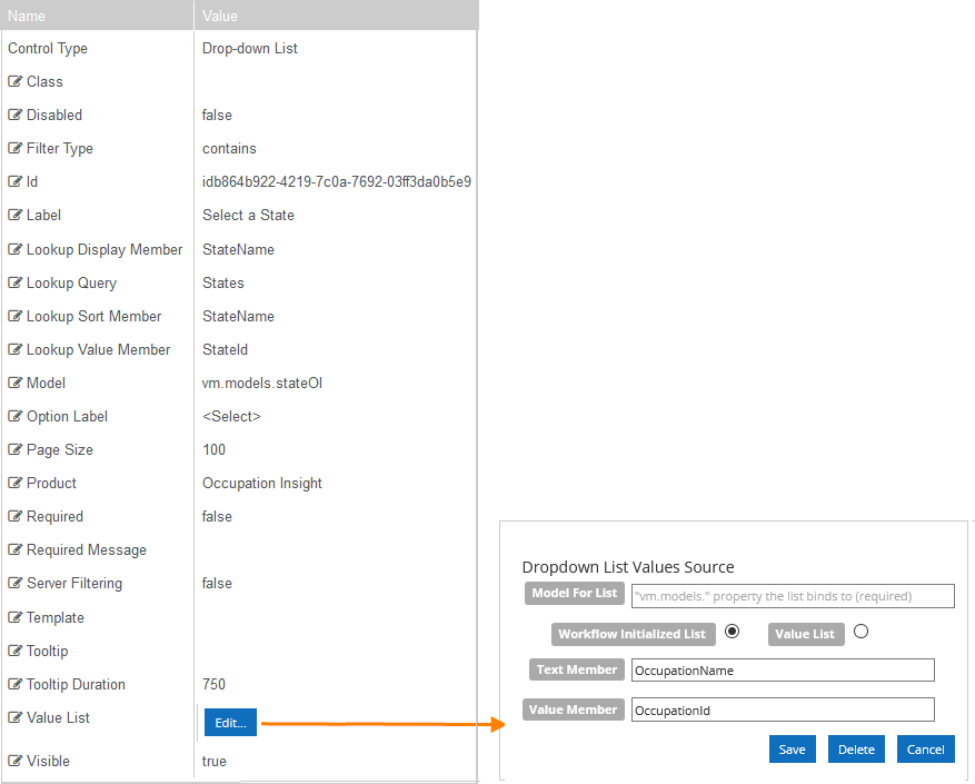 Drop-down List for States