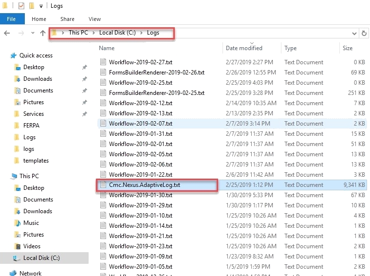 Log File Locations & Names