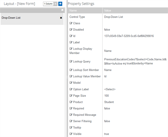 Property Settings with OData query