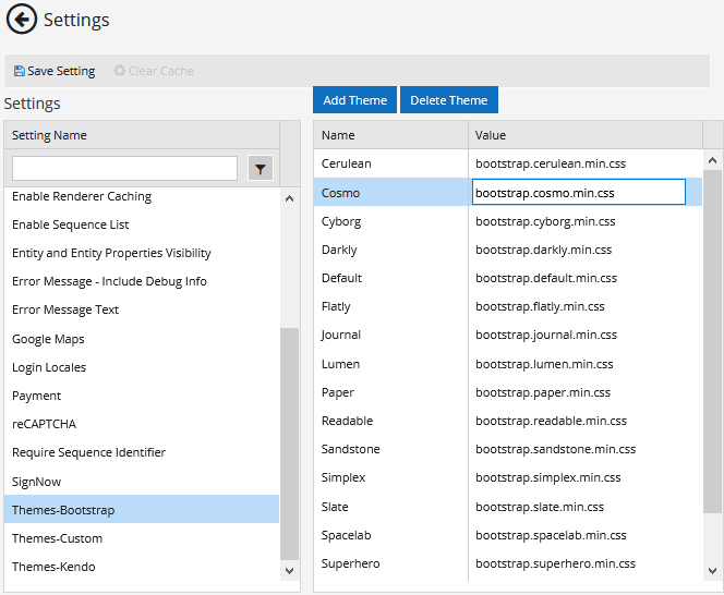 Settings - Bootstrap Themes