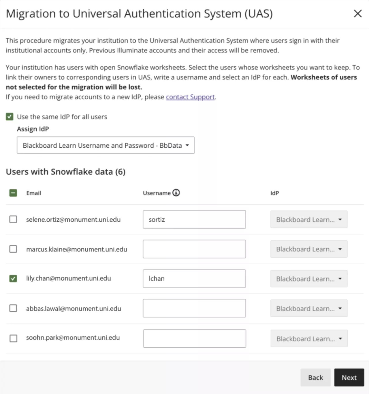 Handle unmapped users by selecting users first