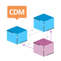 illustration of a group of interconnect boxes with the label CDM