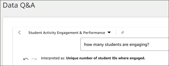 Explanation below a query in the Data Q and A search field