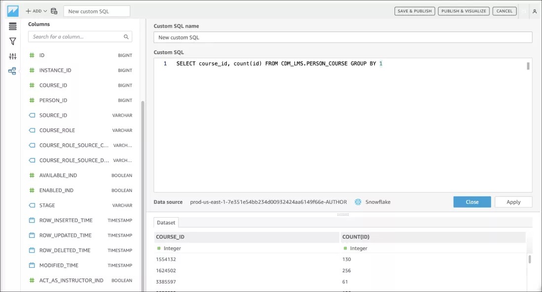 Campo SQL personalizzato