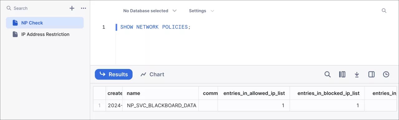 Esempio di foglio di lavoro SQL di una query